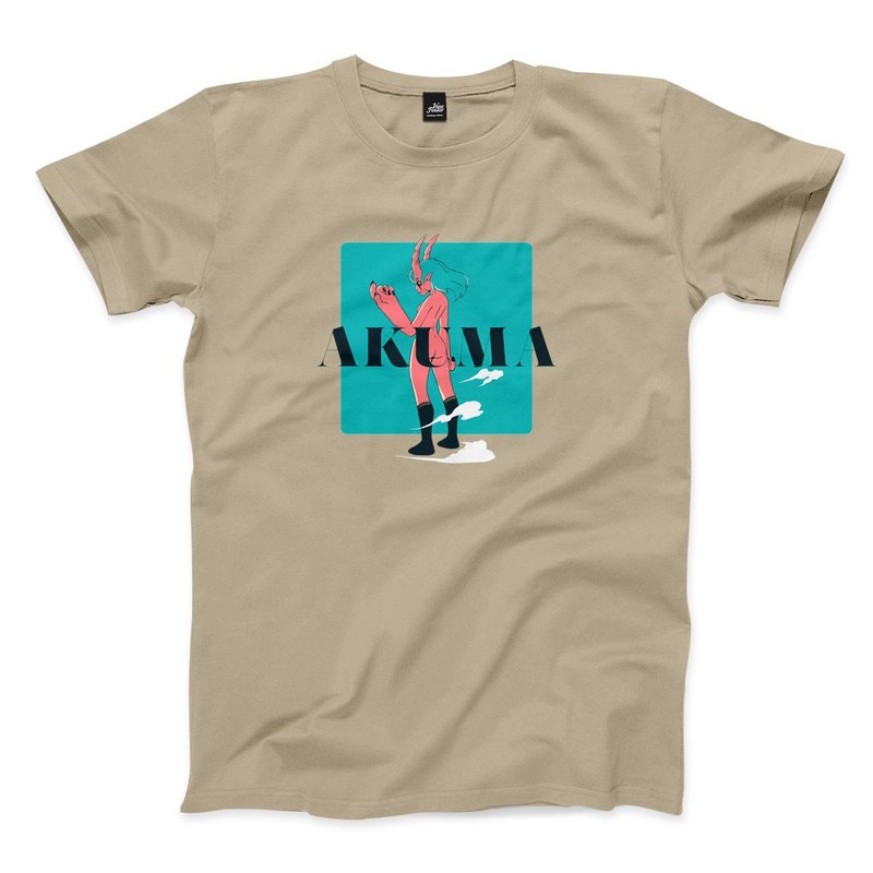 AKUMA - ユニセックスTシャツ - 3色 - Tシャツ メンズ - コットン・麻 カーキ