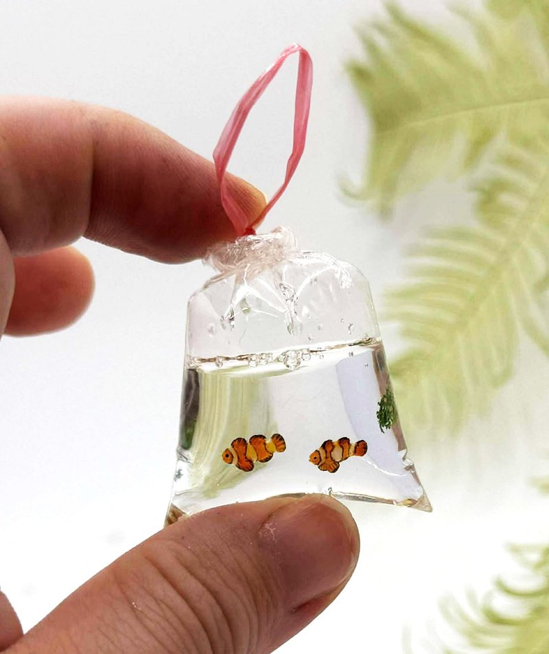 手工黏土 迷你  微縮 小丑魚 撈魚袋 療癒小物 - 擺飾/家飾品 - 其他材質 橘色