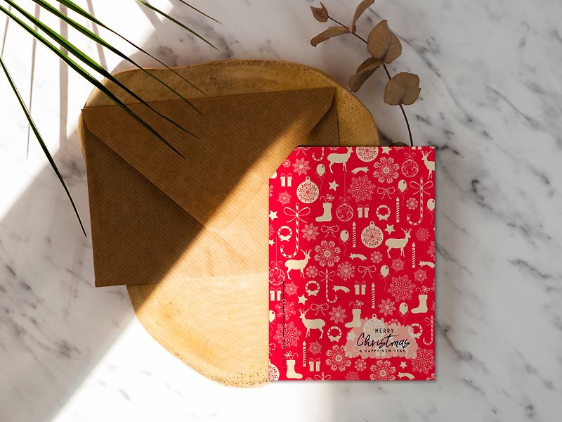 Red colorful Christmas card [CM17015] Rococo strawberry WELKIN hand-made postcard Christmas card - การ์ด/โปสการ์ด - กระดาษ 