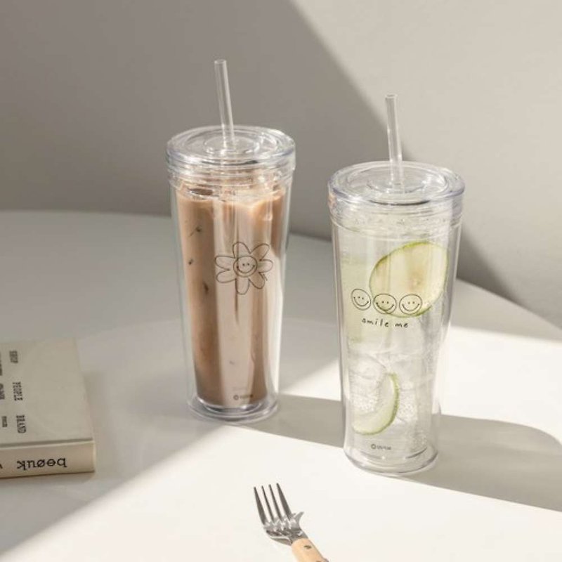 วัสดุอื่นๆ แก้ว ขาว - South Korea SSUEIM minimalist ins straw cold drink cup / green cup 500ml two optional
