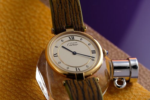 Cartier must de 1980s vintage watch 卡地亞女錶925銀18k 金- 設計