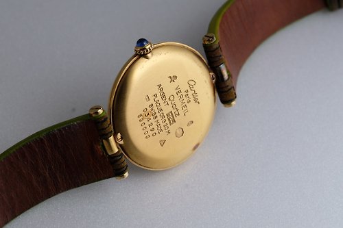 Cartier must de 1980s vintage watch 卡地亞女錶925銀18k 金- 設計館