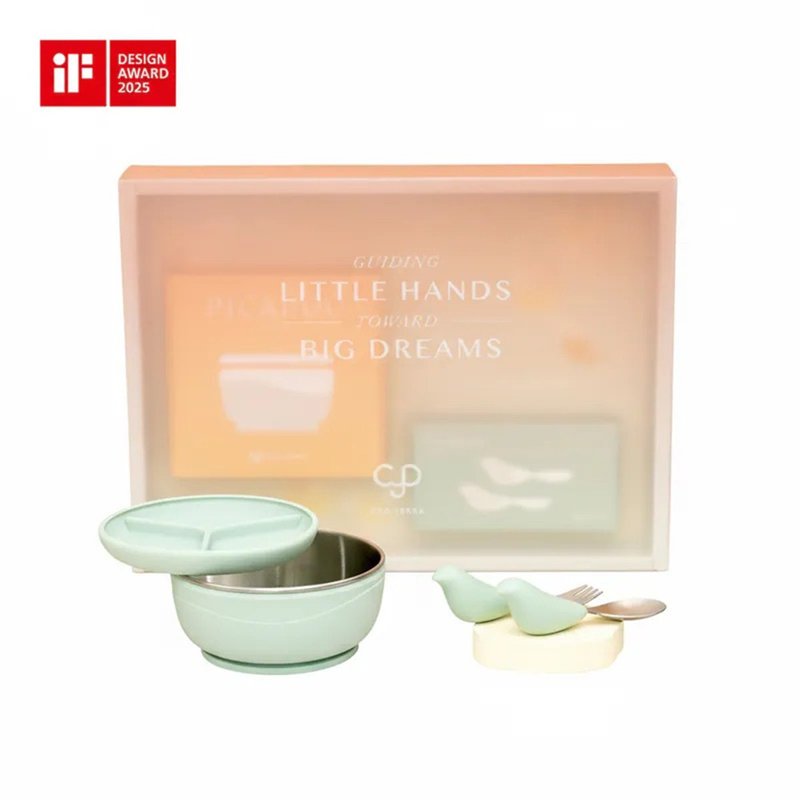 First Month Celebration Gift Box - Popular Two-Piece Set | Baby Learning Utensils Ergonomic Handle - Baby Gift Sets - Other Metals 