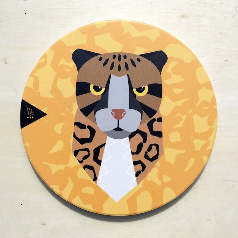 【Forest Animal Series】Q Version Cloud Leopard Ceramic Water Absorbent Coaster - ที่รองแก้ว - ดินเผา สีส้ม