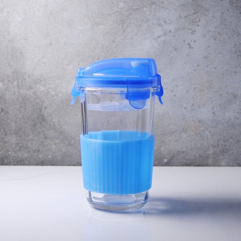 500cc【辦公室環保隨手杯】(天空藍) 韓國Glasslock 攜帶型強化玻璃刻字 健康多喝水 耐熱可泡茶喝熱可可咖啡 - 水壺/水瓶 - 玻璃 藍色