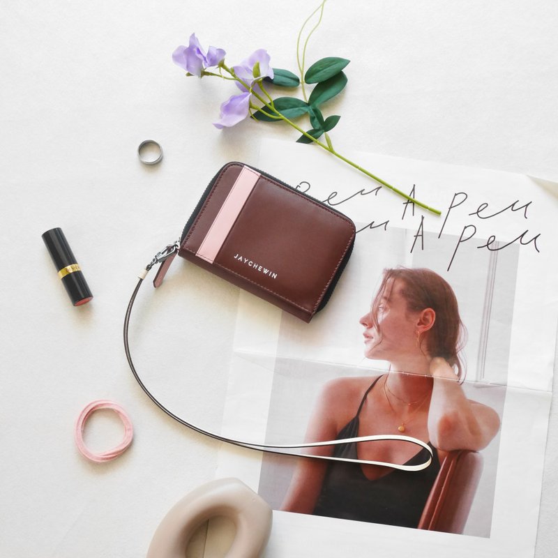 真皮短夾 Flat Wallet ProMax - Choco Strawberry 頭層牛皮 - 錢包/皮夾/長短夾 - 真皮 咖啡色