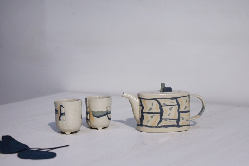 撞色茶壺組(一壺二杯) - 茶壺/茶杯/茶具 - 陶 