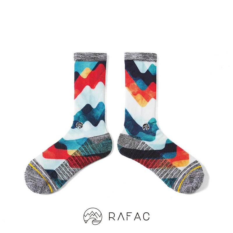 快速出貨# RAFAC時髦運動中筒襪_彩波浪 - 襪子 - 環保材質 