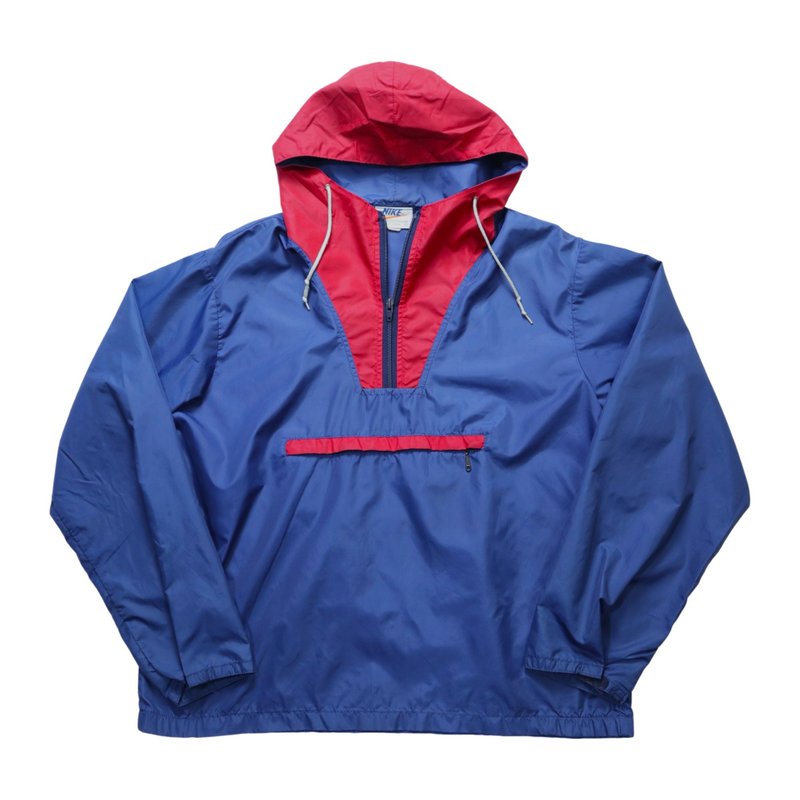 70-80s NIKE USA-made royal blue nylon pullover windproof blouse - เสื้อโค้ทผู้ชาย - ไนลอน สีน้ำเงิน