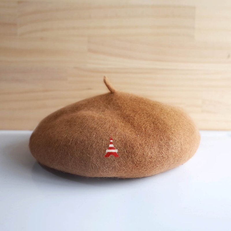 [Q-cute] Beret Series - Tokyo Tower Hat - can add words - Hats & Caps - Wool Multicolor