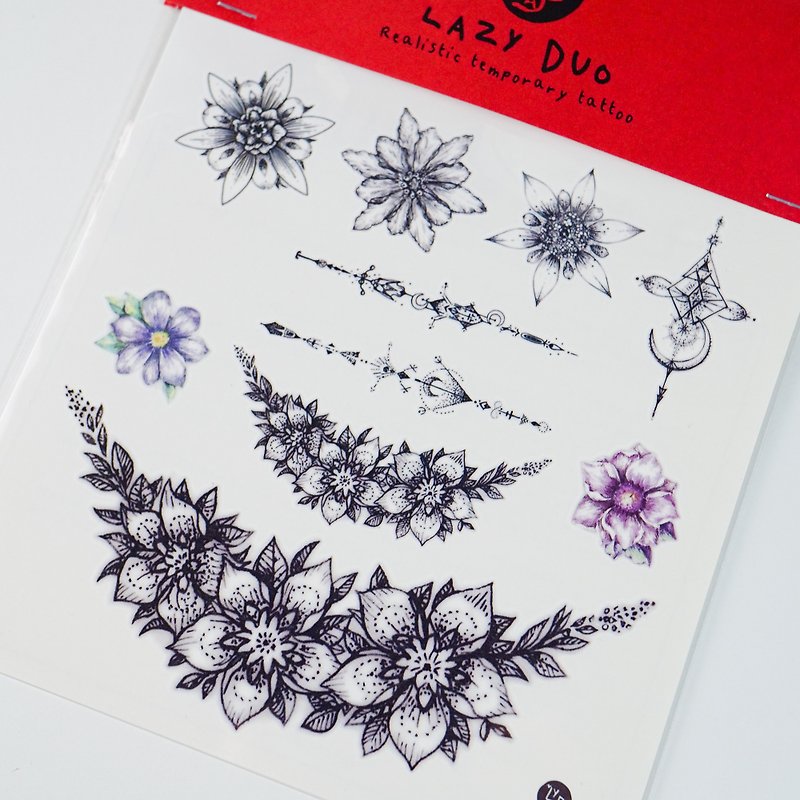 Floral Alchemist Artistic and Realistic Temporary Tattoo Sticker Boho Summer Art - Temporary Tattoos - Paper Black