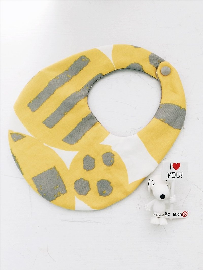 Hairmo Nordic Color Block Handmade Baby Bib/Saliva Towel-Round Version (Yellow) - ผ้ากันเปื้อน - ผ้าฝ้าย/ผ้าลินิน สีเหลือง