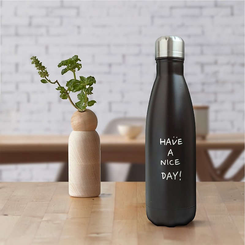 Laser Engraved Stainless Steel Water Bottle,Custom Thermos,Cold Water Bottle - Teapots & Teacups - Other Materials Black