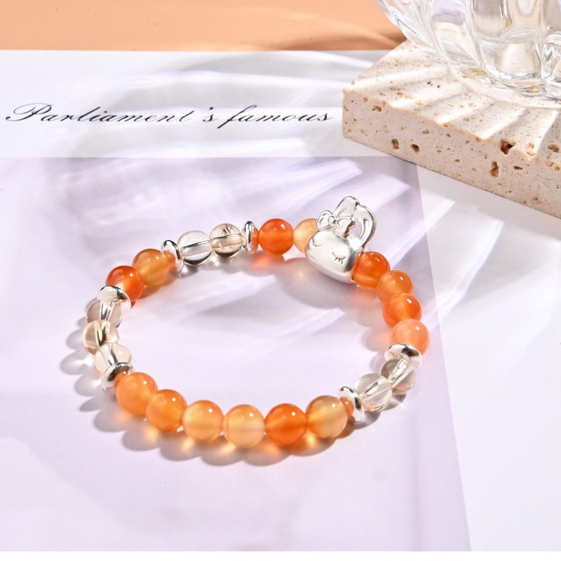 Sleeping Bunny | Carnelian* Citrine-Children's Bracelet/Handmade Beading - Bracelets - Gemstone Multicolor