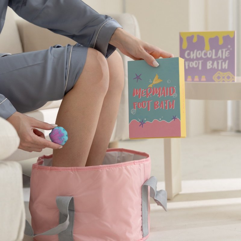 Mermaid Foot Soak Bomb Gift Set (6 pcs) - Includes Foot Soak Tub - อื่นๆ - วัสดุอื่นๆ ขาว