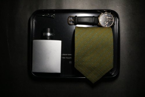 壞紳士 芥末色暗格紋領帶英倫紳士正裝necktie