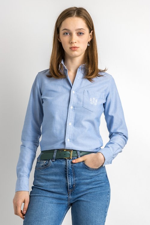 MoodShopGirls Ralph Lauren Blue Logo Cotton Logo Long Sleeve Buttons Shirt Blouse 5871