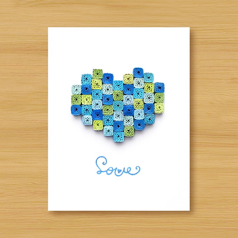 (4 styles to choose from) Handmade Rolled Paper Cards_ Colorful Mosaic Hearts-Valentine Card - การ์ด/โปสการ์ด - กระดาษ หลากหลายสี