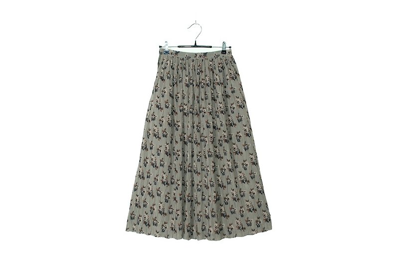 {::: Giraffe giraffe people :::} _ special lines of dried flowers vintage skirts - Skirts - Cotton & Hemp Brown