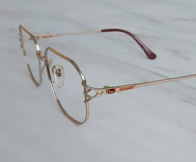 【新品・未使用品】LANCEL　眼鏡　⭐Autumn　Sale⭐ VINTAGE絕版老品全新古董眼鏡Lancel Paris 鈦合金金色鑲嵌logo