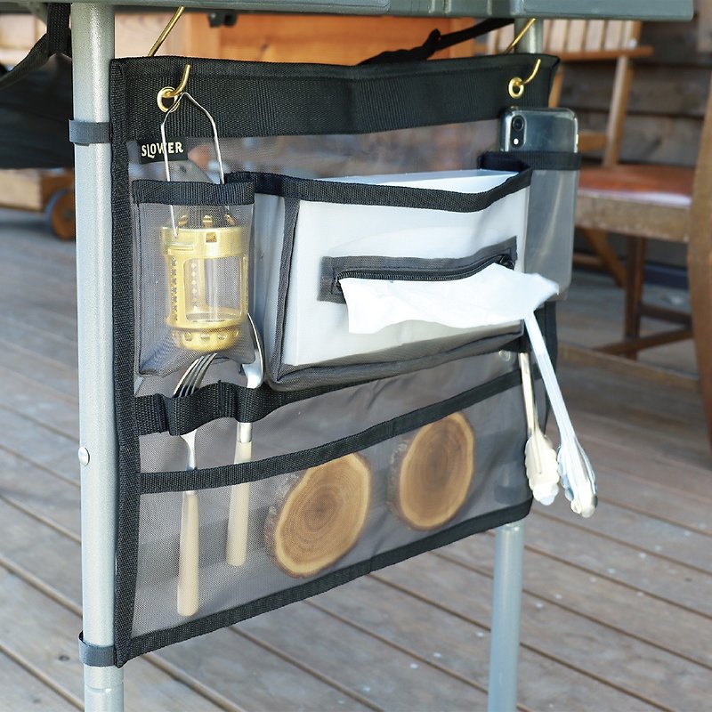 【日本SLOWER】折疊桌用吊掛式收納袋 - Test - 野餐墊/露營用品 - 尼龍 黑色