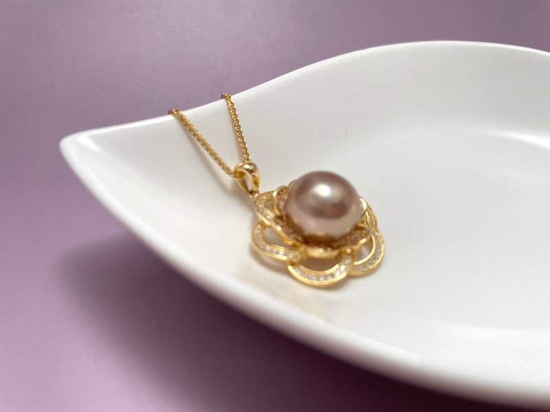 天然淡水パールパウダーパープルパールフルセットペンダントギフトネックレス - ネックレス - 真珠 ピンク