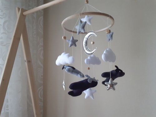 Felt Dreams Designs Mobile nursery airplane decor, crib mobile baby boy, montessori nursery decor