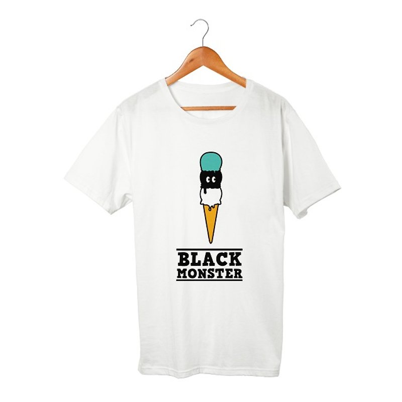Black Monster #18 T-shirt - 帽T/大學T - 棉．麻 白色