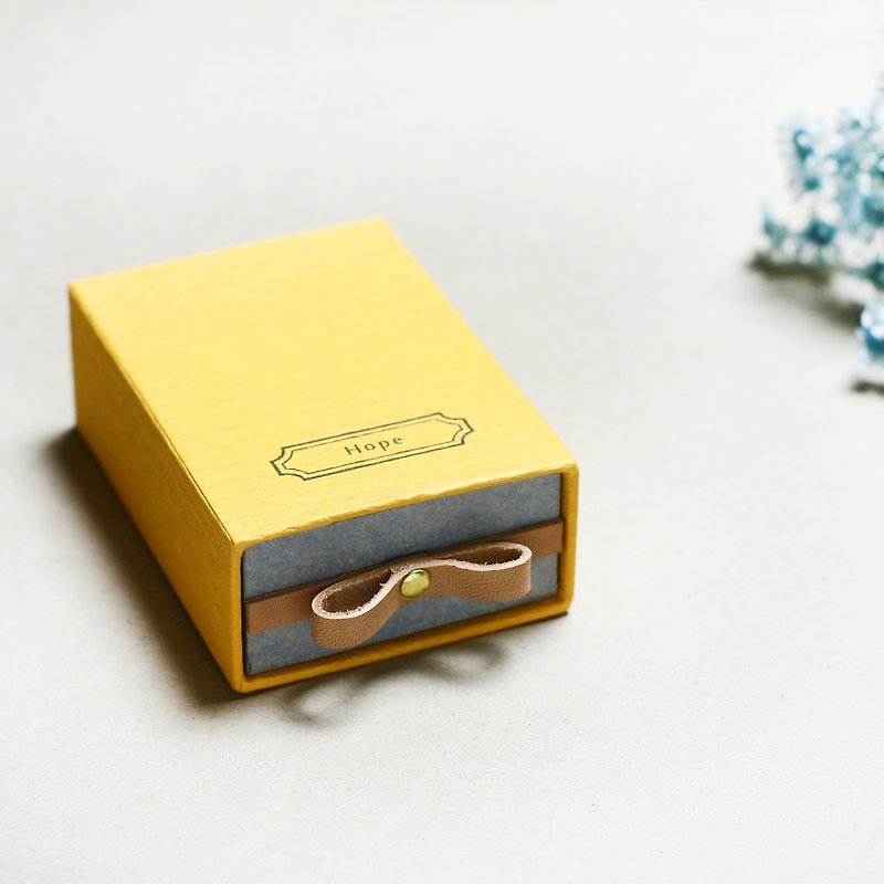 Hope // Yellow) Sliding Box Leather ribbon A small box that conveys your feelings - Gift Wrapping & Boxes - Paper Yellow