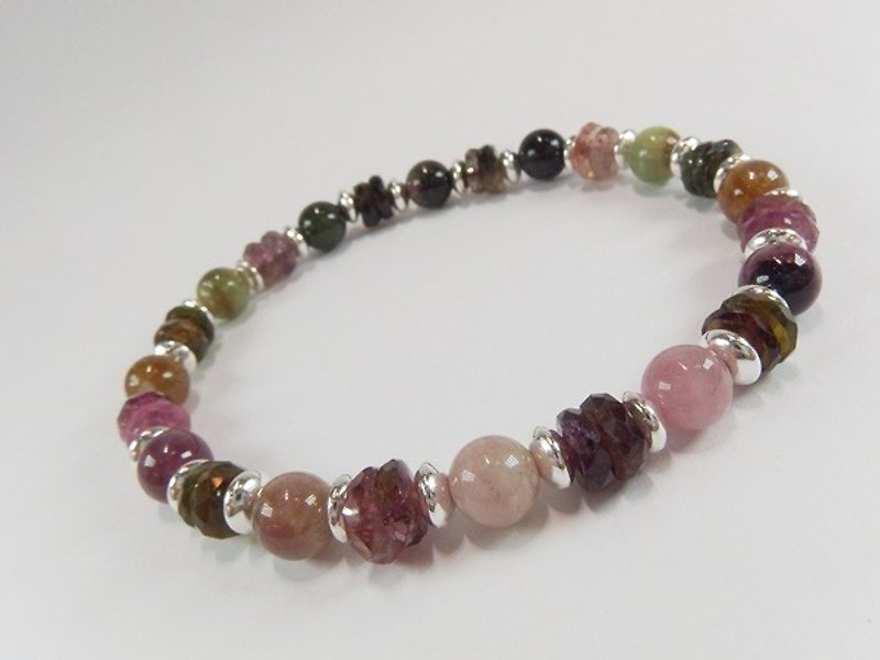 High quality natural color Biwa sterling silver bracelet Tourmaline Silver Bracelet - Bracelets - Gemstone Multicolor