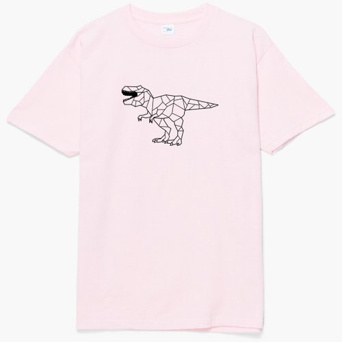 hipster Dino Geometric T Rex 中性短袖T恤 淺粉色 幾何恐龍暴龍插畫禮物