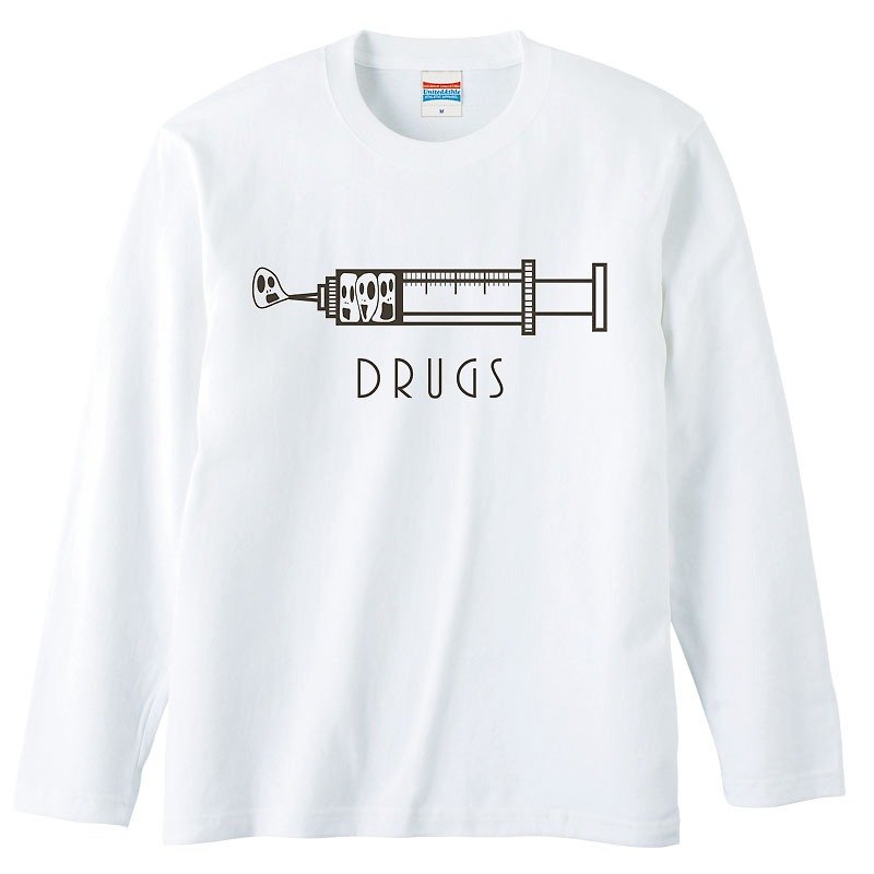 Long sleeve T-shirt / DRUGS - Men's T-Shirts & Tops - Cotton & Hemp White