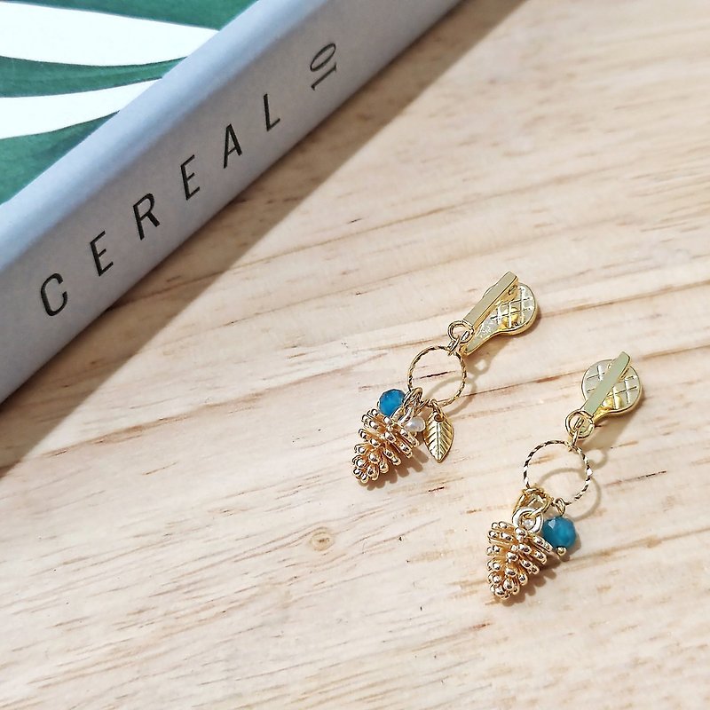 Clip-on earrings | Spring の strong and full | Good friend series without pierced ears - Earrings & Clip-ons - Other Materials Gold