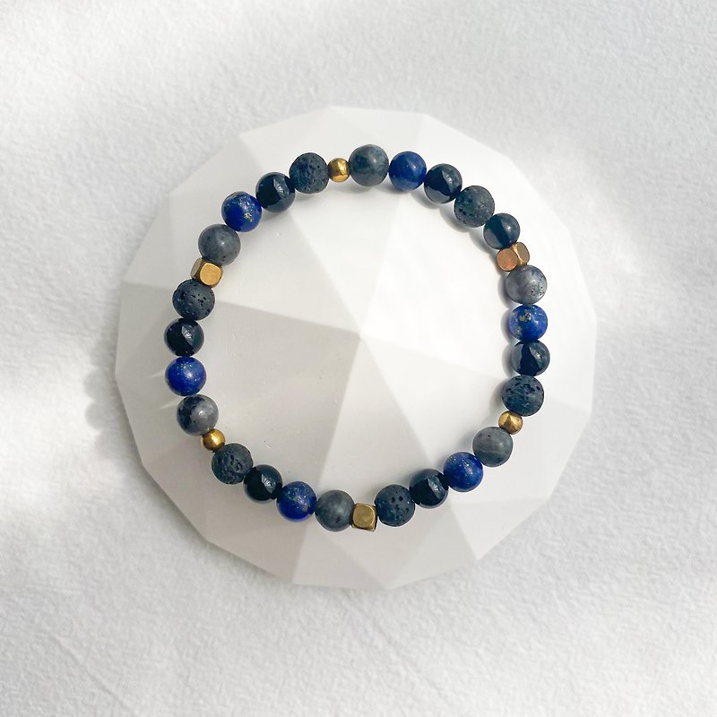Shuttle Universe | Lapis Lazuli/Black Sparkling Stone/ Stone/Black Onyx | Bronze| Natural Stone Bracelet - Bracelets - Stone Blue