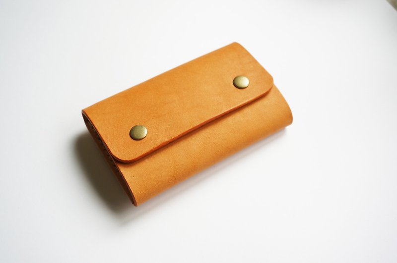 黃棕色 捲餅票夾鑰匙包 - 鑰匙圈/鑰匙包 - 真皮 黃色