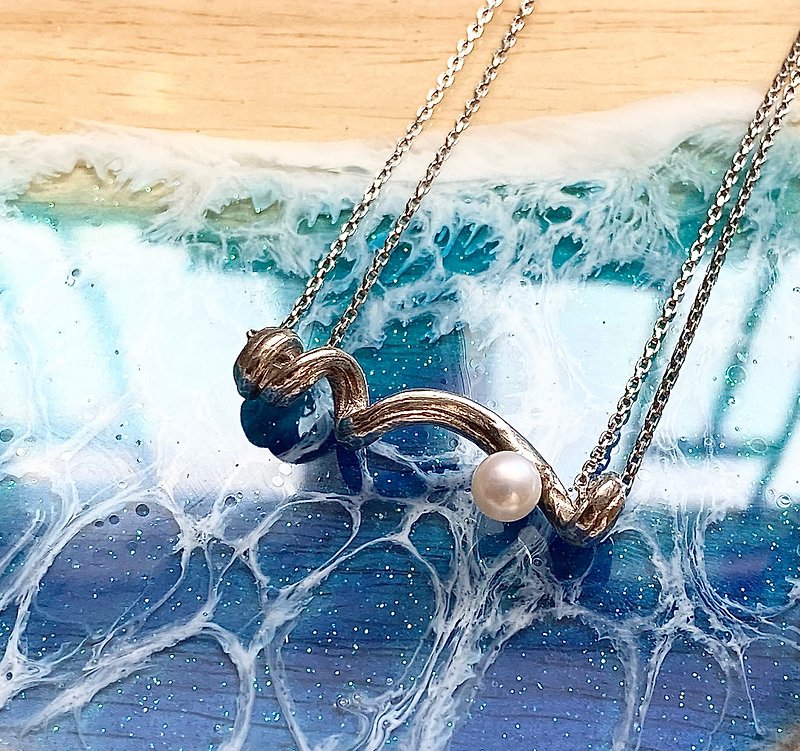 Handmade Silver Jewelry-999 Sterling Silver Pendant-Summer Sea waves - Necklaces - Sterling Silver Silver