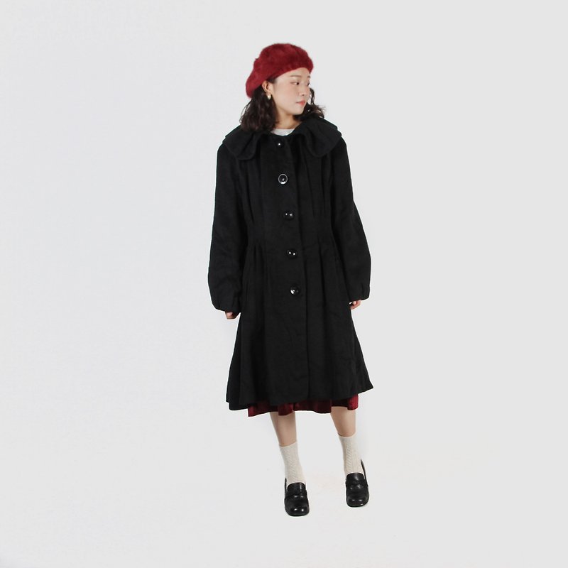 [Egg plant vintage] night night flower coat vintage coat - Women's Casual & Functional Jackets - Wool Black