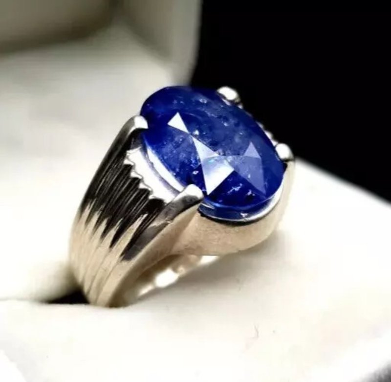 Mens Sapphire Ring Natural Sapphire Ring For Men 10ct plus Sapphire Ring For Men - 戒指 - 寶石 藍色