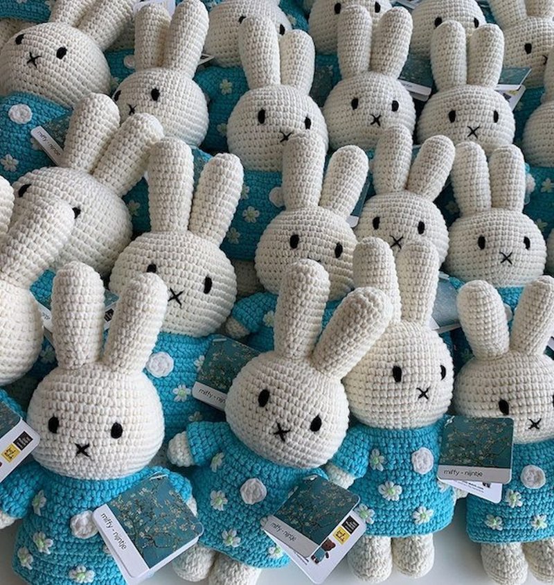 miffy handmade and her ชุดดอกอัลมอนด์ - ตุ๊กตา - ผ้าฝ้าย/ผ้าลินิน สีน้ำเงิน