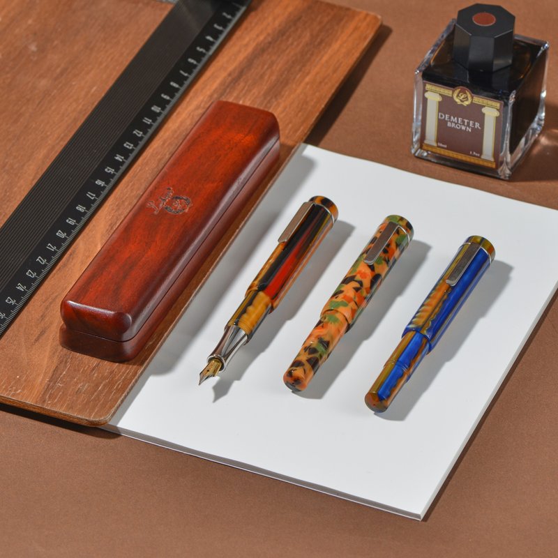 [Mini Pen] Pocket Pen | Mini Pen Short Steel Palm Pen Small and Balanced Easy to Carry - Fountain Pens - Acrylic Brown