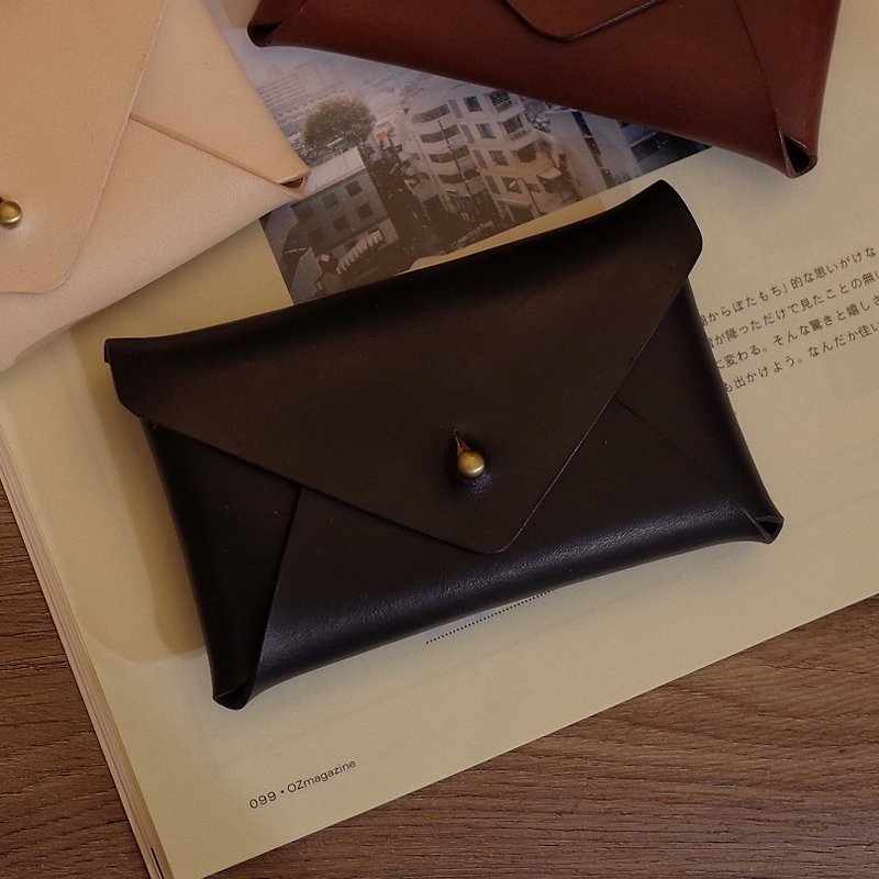 Good classic leather envelope bag small / black - ที่เก็บนามบัตร - หนังแท้ สีดำ