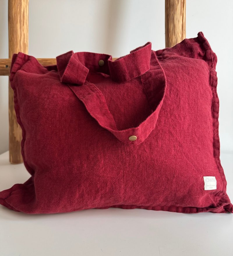 Linen reusable grocery bag, market tote bag, weekender & travel bag, sustainable - 手提包/手提袋 - 環保材質 