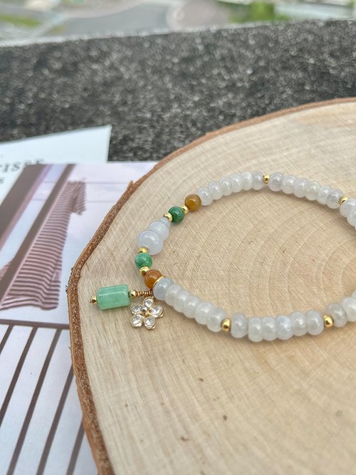 翡翠設計館 / 賞翠•玩翠 EXE Jewelry 白翡葫蘆翡翠14k包金手串 招財|天然緬甸翡翠