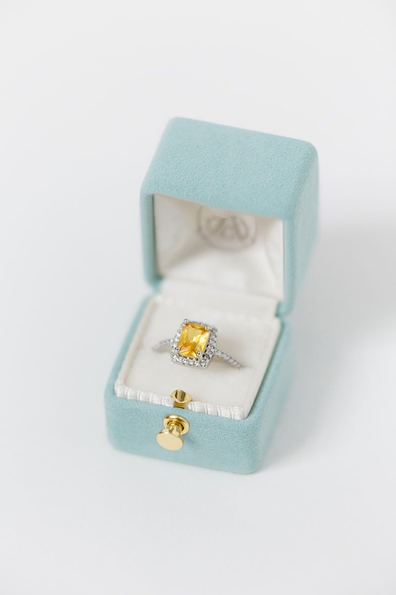 スエード リング ボックス - CLASSIC LOCK PETITE - ハンドメイド モノグラム ヴィンテージ スタイルの提案 - リング・指輪 - 革 ブルー