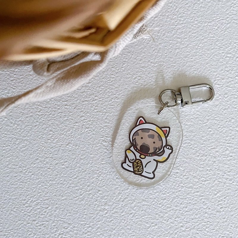Dog Lucky Cat-Tabby/ Acrylic Pendant Keychain Airpods Pendant - พวงกุญแจ - วัสดุอื่นๆ หลากหลายสี