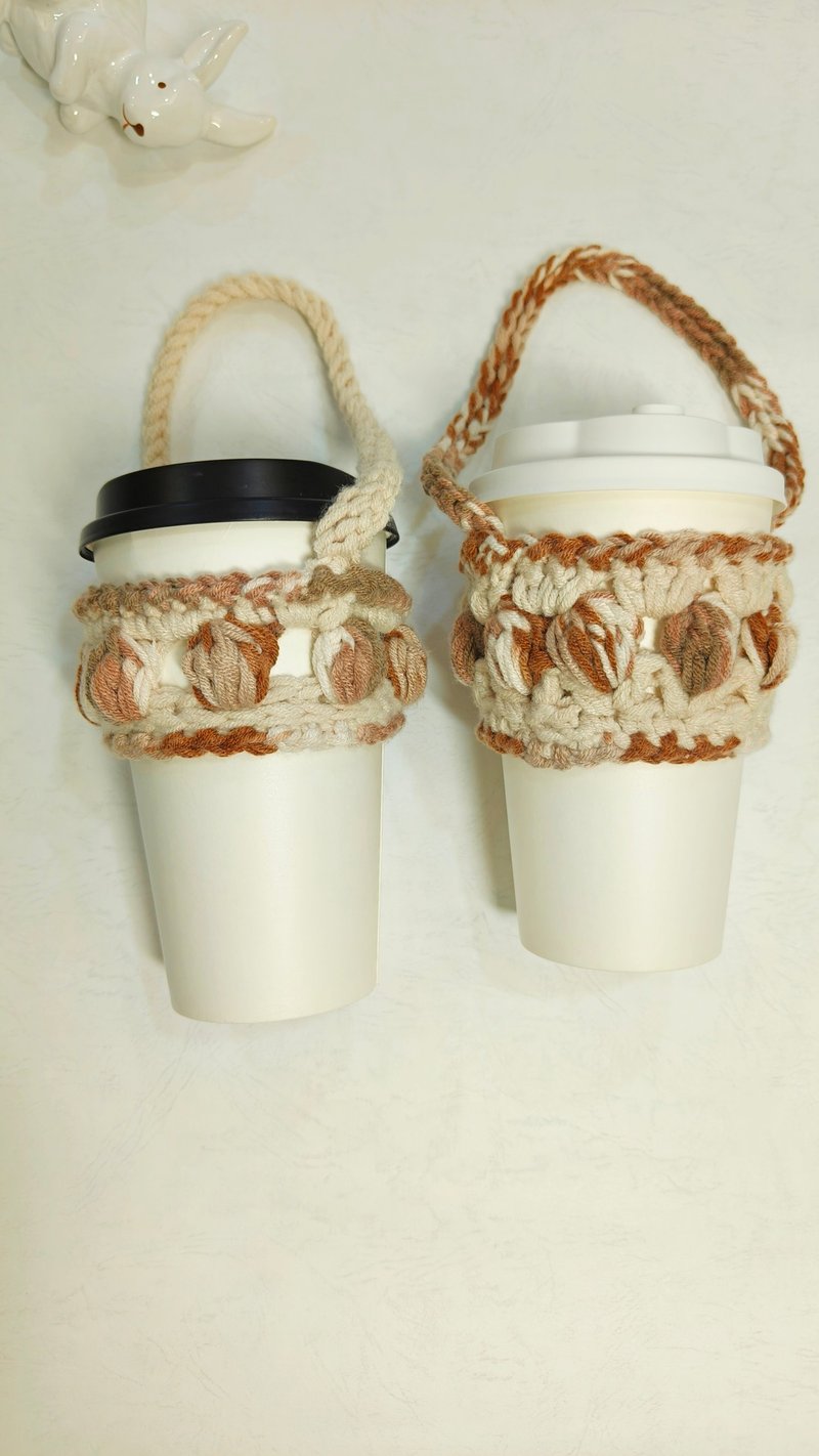 Gradient Dyed Beverage Cup Tote Bag ~ I've crocheted the gradient colors from a canvas into this tote bag. - Beverage Holders & Bags - Cotton & Hemp Khaki