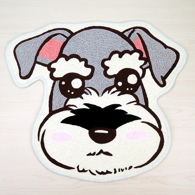 Pre-ordered pet dog big head series. Schnauzer (small snow) wool carpet 60x53cm floor mat. - Items for Display - Polyester Gray