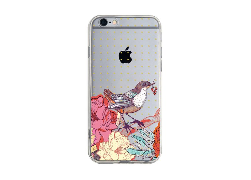 Birds on the tree branches flowers transparent phone case for Apple Samsung Sony - Phone Cases - Plastic Khaki