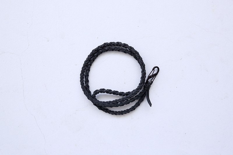 Hand-knit leather lanyard - Other - Genuine Leather Black