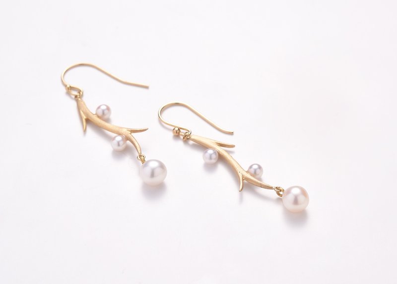 Akoya Pearl Branch Earrings 1 Gold Color - Earrings & Clip-ons - Gemstone Gold